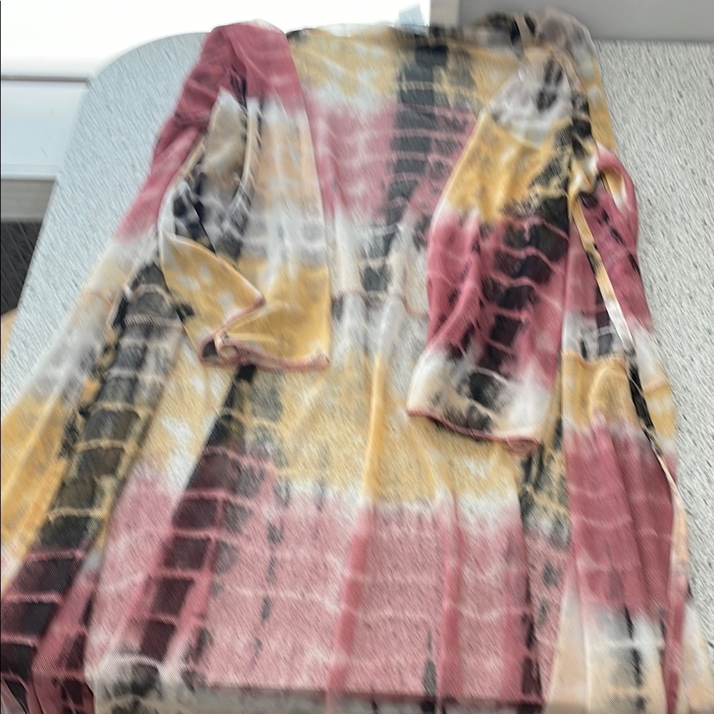 Multicolor Tie-Dye Long Sleeve Cover Up